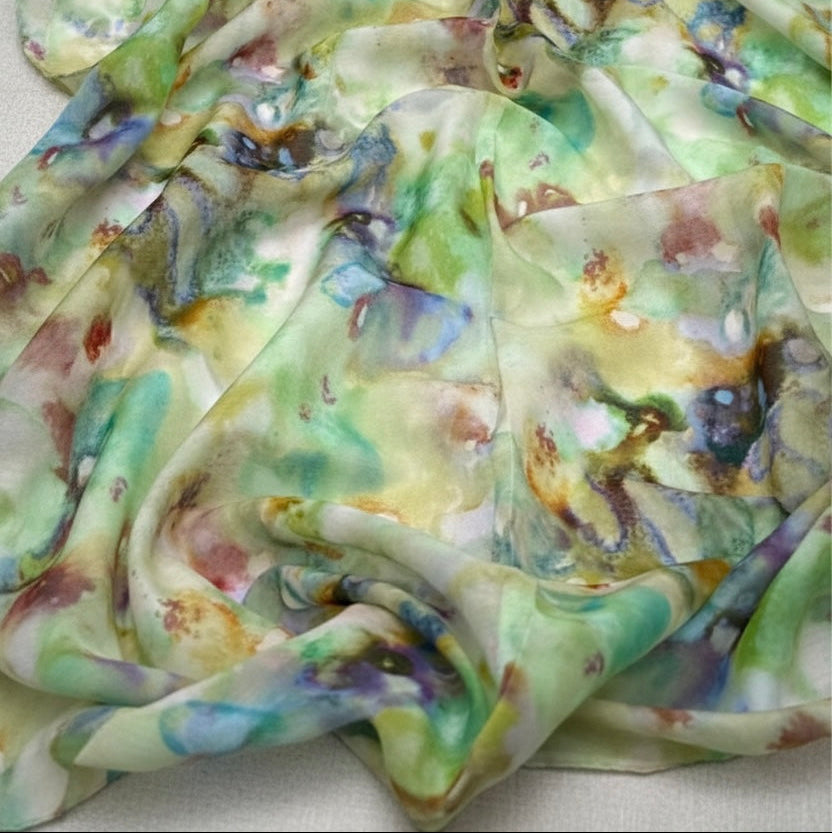 Bavlněno-hedvábný batistový šátek - Emerald Aura